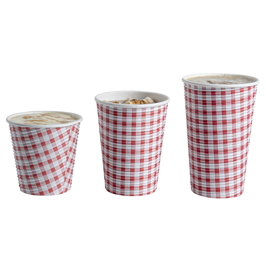 Restpresso 12 oz Picnic Print Paper Coffee Cup - Spiral Wall - 3 1/2" x 3 1/2" x 4 1/4" - 500 count box