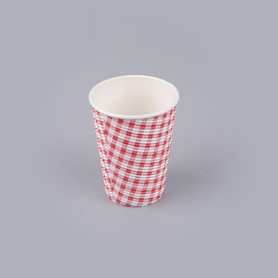 Restpresso 12 oz Picnic Print Paper Coffee Cup - Spiral Wall - 3 1/2" x 3 1/2" x 4 1/4" - 500 count box