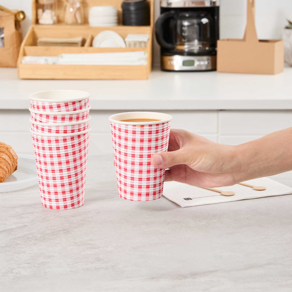 Restpresso 12 oz Picnic Print Paper Coffee Cup - Spiral Wall - 3 1/2" x 3 1/2" x 4 1/4" - 500 count box