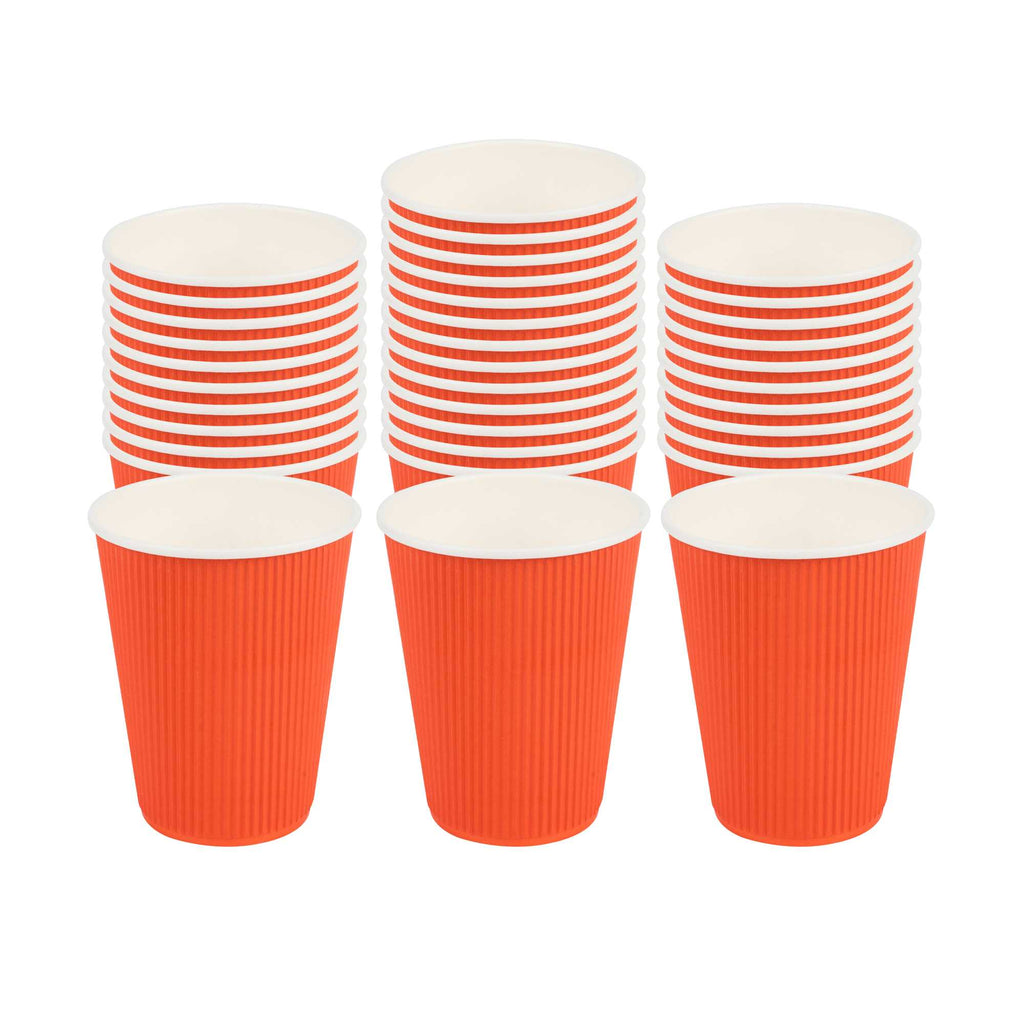 Restpresso 12 oz Tangerine Orange Paper Coffee Cup - Ripple Wall - 3 1/2" x 3 1/2" x 4 1/4" - 25 count box