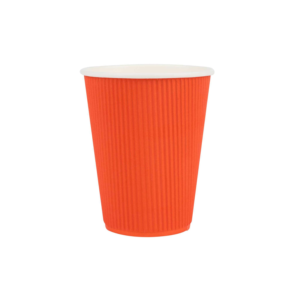 Restpresso 12 oz Tangerine Orange Paper Coffee Cup - Ripple Wall - 3 1/2" x 3 1/2" x 4 1/4" - 25 count box