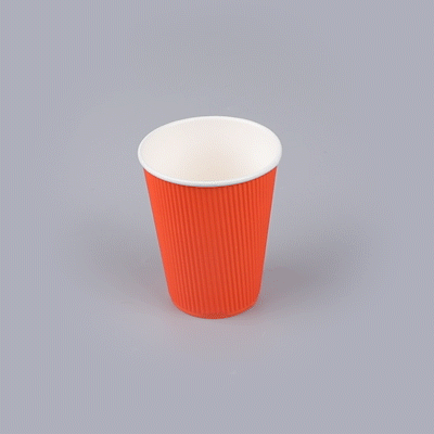 Restpresso 12 oz Tangerine Orange Paper Coffee Cup - Ripple Wall - 3 1/2" x 3 1/2" x 4 1/4" - 500 count box