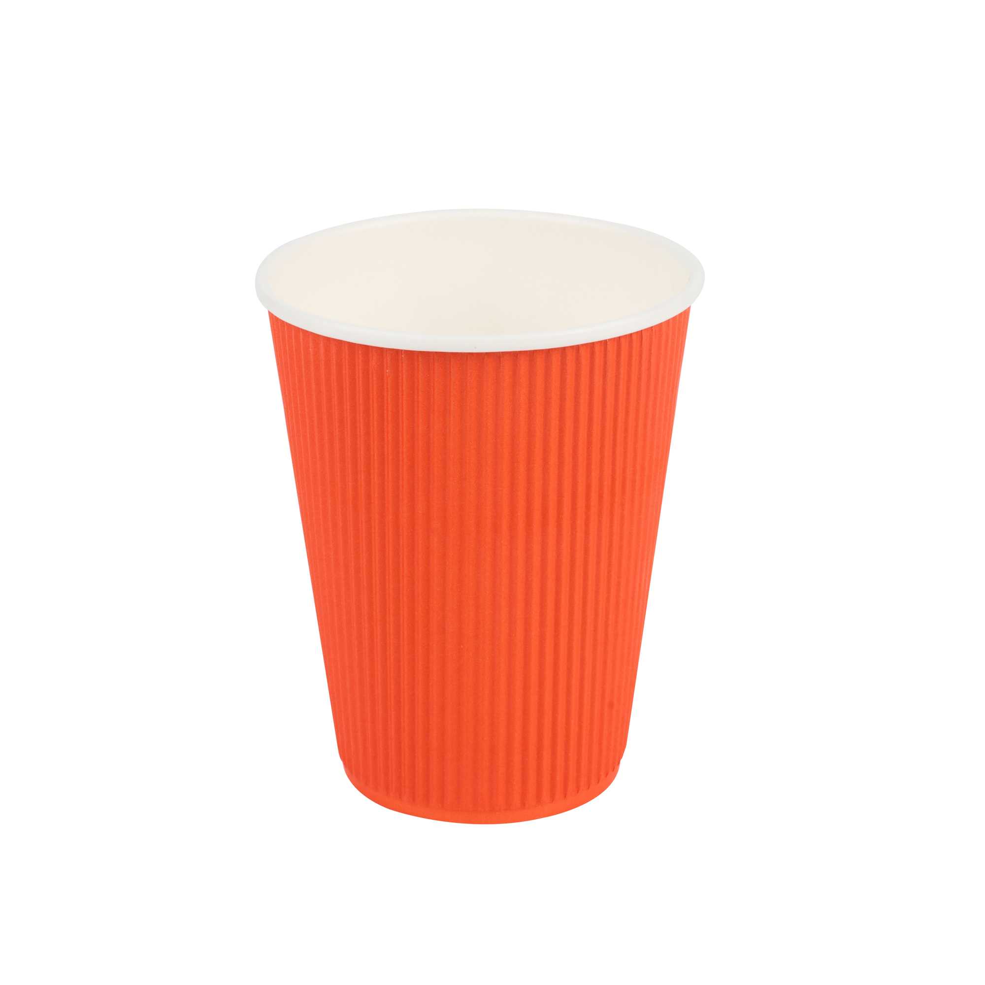 Restpresso 12 oz Tangerine Orange Paper Coffee Cup - Ripple Wall - 3 1/2" x 3 1/2" x 4 1/4" - 500 count box