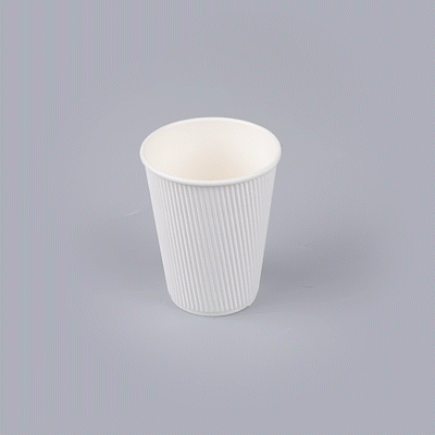 Restpresso 12 oz White Paper Coffee Cup - Ripple Wall - 3 1/2" x 3 1/2" x 4 1/4" - 500 count box