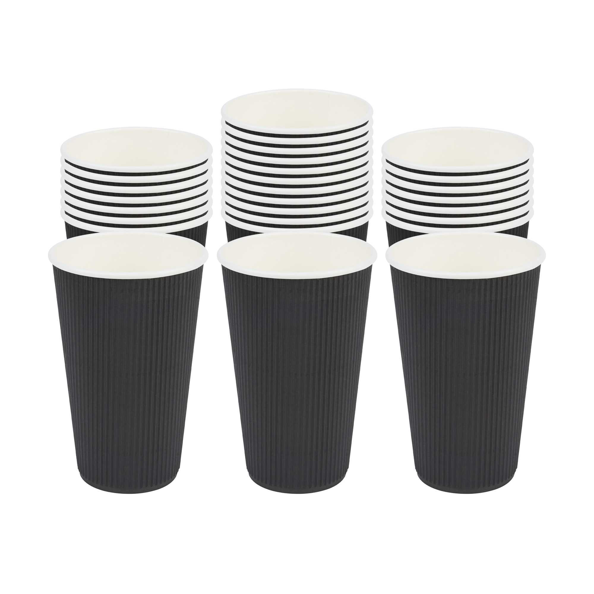 Restpresso 16 oz Black Paper Coffee Cup - Ripple Wall - 3 1/2" x 3 1/2" x 5 1/2" - 25 count box