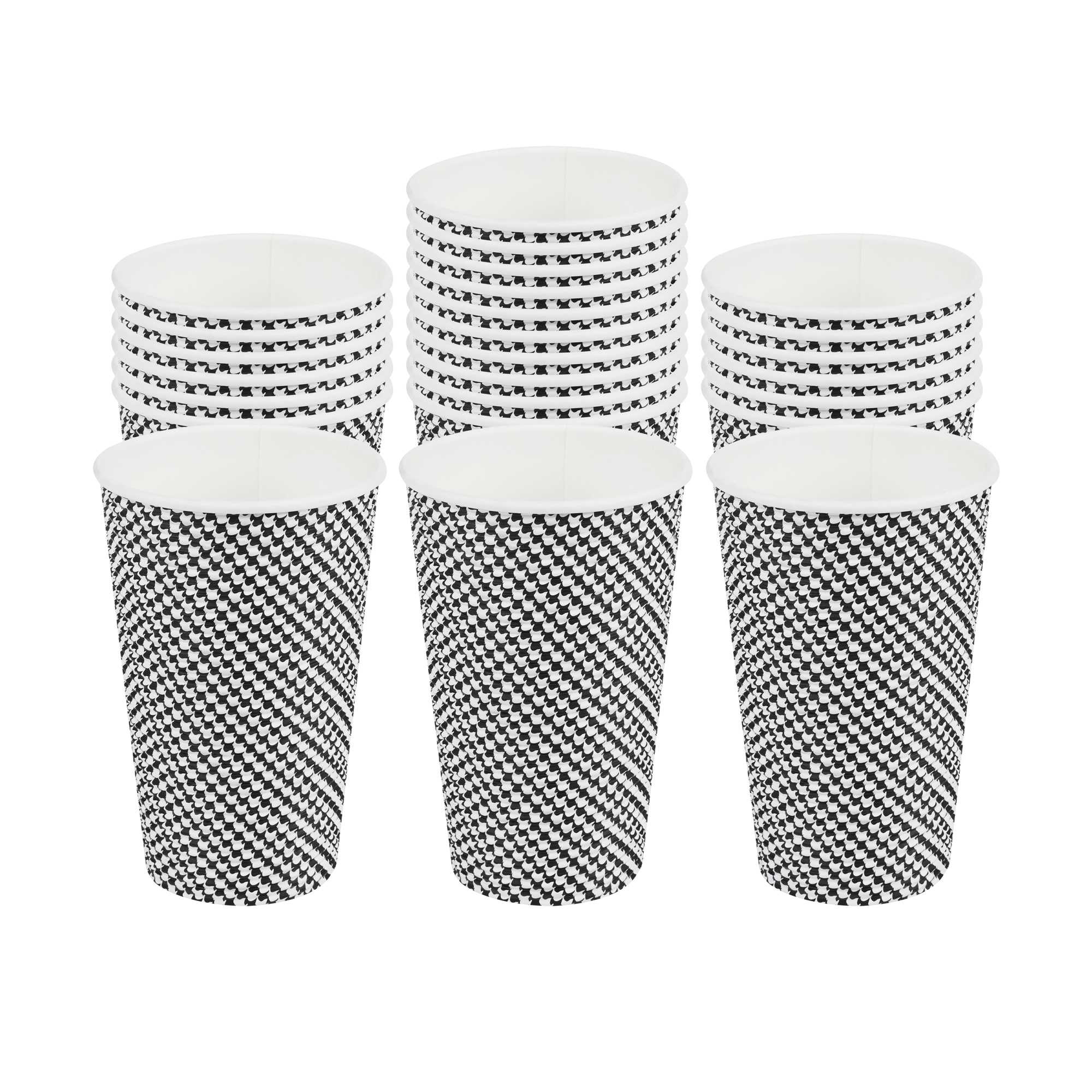 Restpresso 16 oz Houndstooth Paper Coffee Cup - Spiral Wall - 3 1/2" x 3 1/2" x 5 1/2" - 500 count box