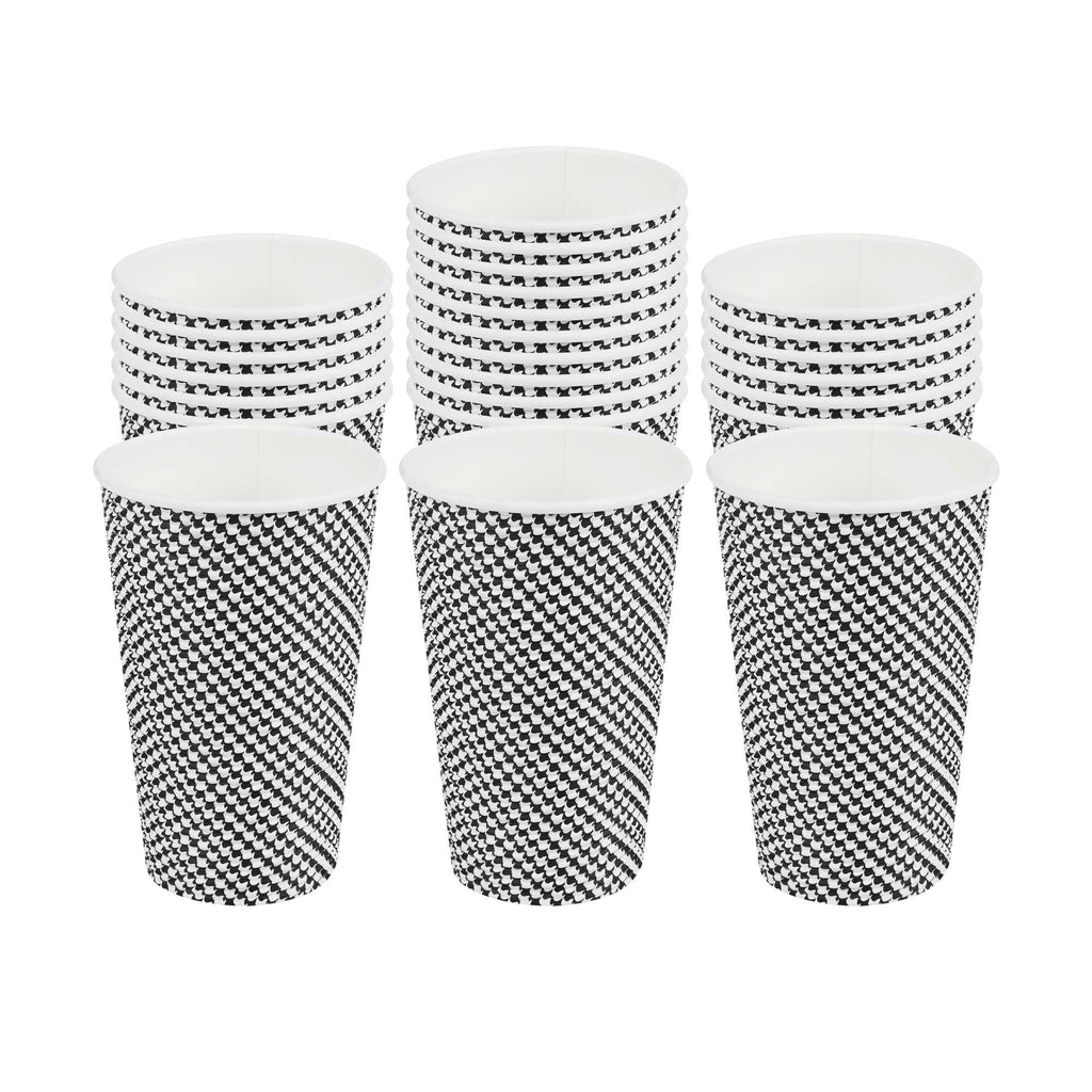 Restpresso 16 oz Houndstooth Paper Coffee Cup - Spiral Wall - 3 1/2" x 3 1/2" x 5 1/2" - 25 count box