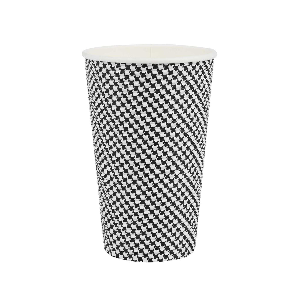 Restpresso 16 oz Houndstooth Paper Coffee Cup - Spiral Wall - 3 1/2" x 3 1/2" x 5 1/2" - 25 count box