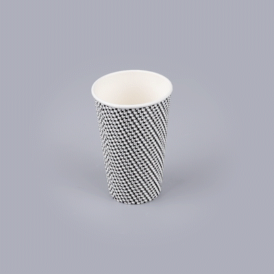 Restpresso 16 oz Houndstooth Paper Coffee Cup - Spiral Wall - 3 1/2" x 3 1/2" x 5 1/2" - 500 count box