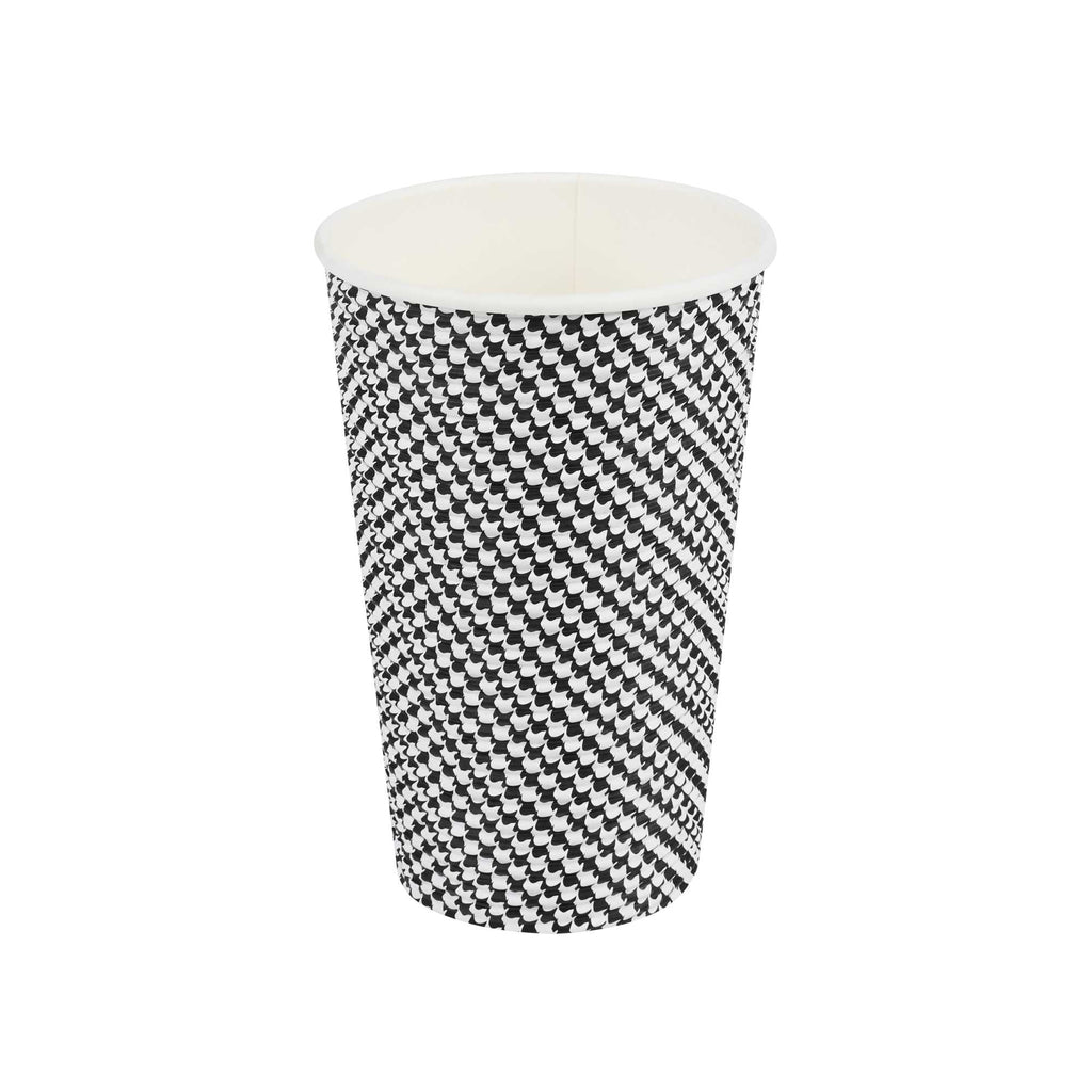 Restpresso 16 oz Houndstooth Paper Coffee Cup - Spiral Wall - 3 1/2" x 3 1/2" x 5 1/2" - 500 count box
