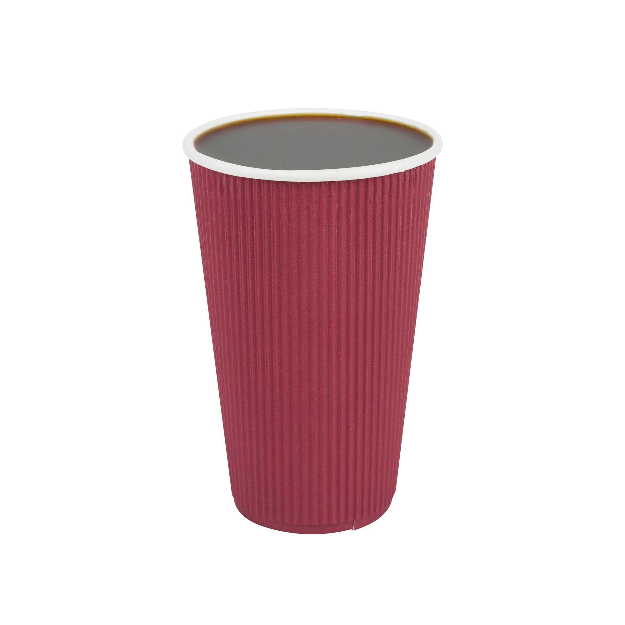 Restpresso 16 oz Crimson Paper Coffee Cup - Ripple Wall - 3 1/2" x 3 1/2" x 5 1/2" - 25 count box