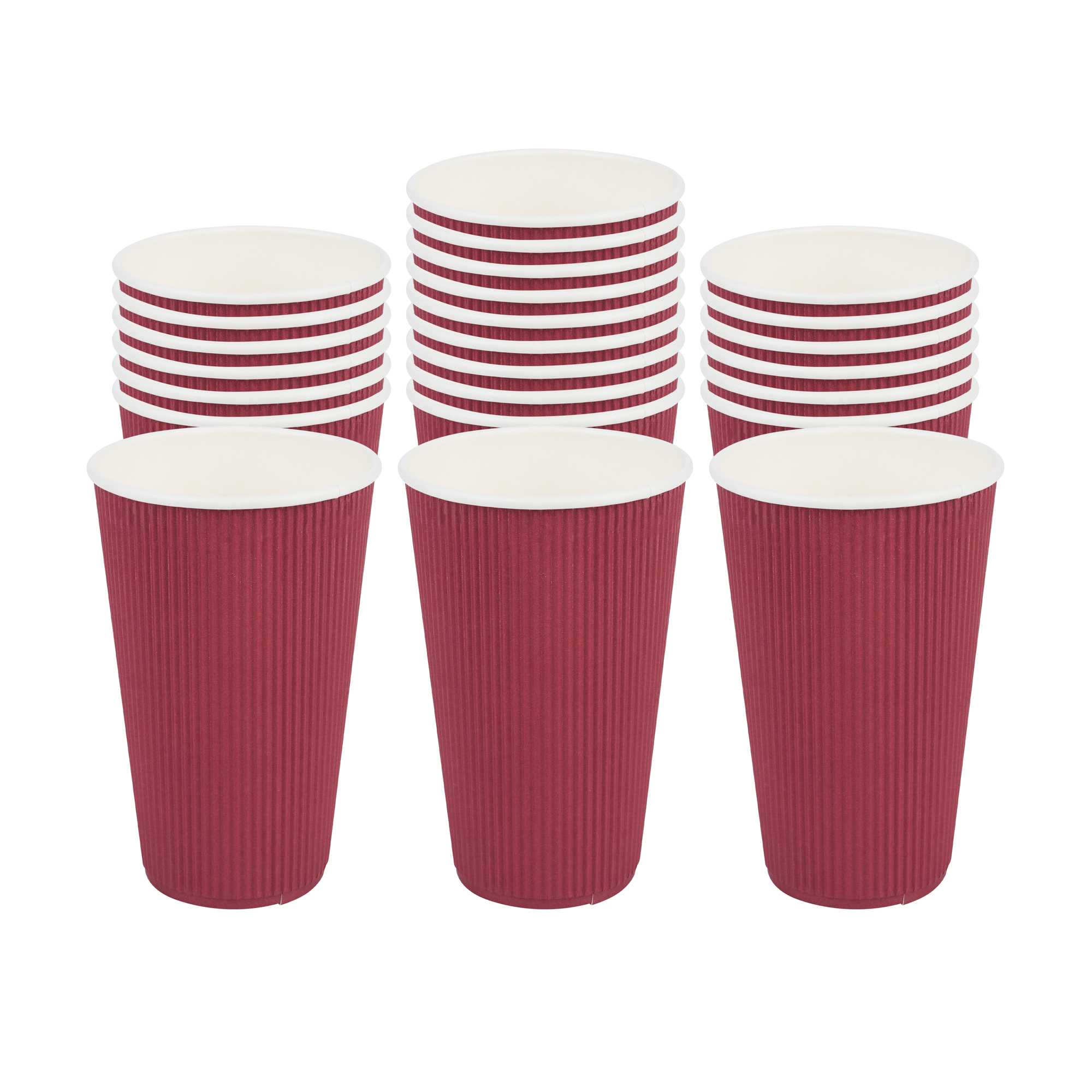Restpresso 16 oz Crimson Paper Coffee Cup - Ripple Wall - 3 1/2" x 3 1/2" x 5 1/2" - 25 count box