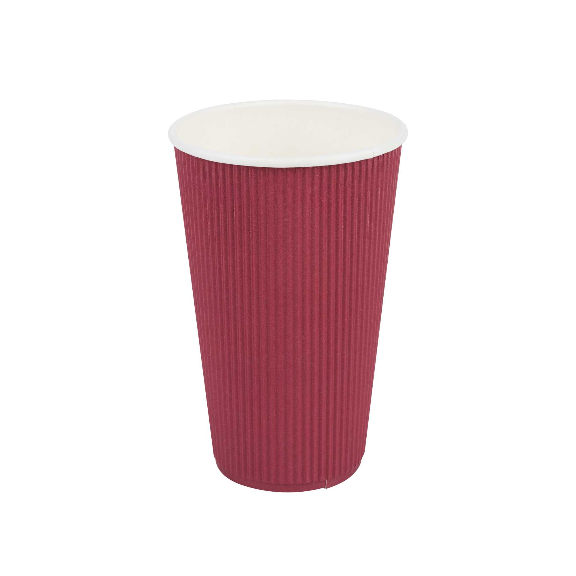 Restpresso 16 oz Crimson Paper Coffee Cup - Ripple Wall - 3 1/2" x 3 1/2" x 5 1/2" - 25 count box
