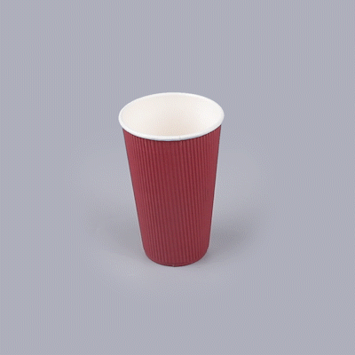 Restpresso 16 oz Crimson Paper Coffee Cup - Ripple Wall - 3 1/2" x 3 1/2" x 5 1/2" - 500 count box