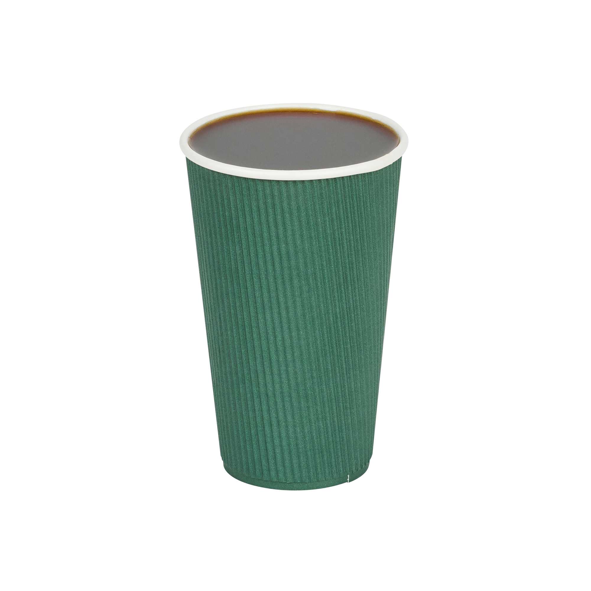 Restpresso 16 oz Forest Green Paper Coffee Cup - Ripple Wall - 3 1/2" x 3 1/2" x 5 1/2" - 500 count box