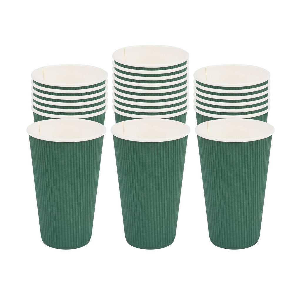 Restpresso 16 oz Forest Green Paper Coffee Cup - Ripple Wall - 3 1/2" x 3 1/2" x 5 1/2" - 500 count box