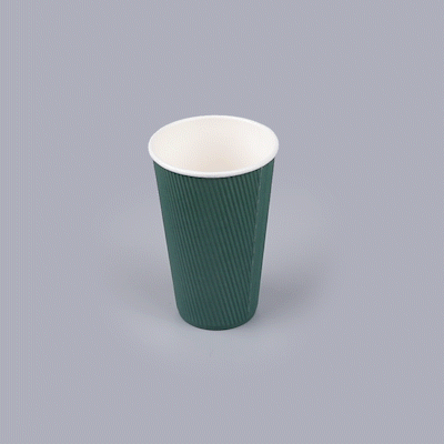 Restpresso 16 oz Forest Green Paper Coffee Cup - Ripple Wall - 3 1/2" x 3 1/2" x 5 1/2" - 500 count box