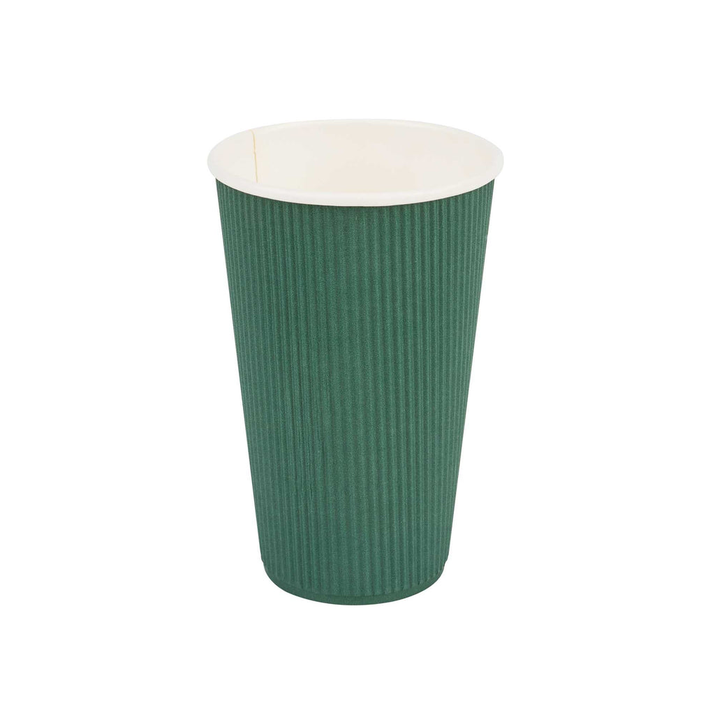 Restpresso 16 oz Forest Green Paper Coffee Cup - Ripple Wall - 3 1/2" x 3 1/2" x 5 1/2" - 500 count box