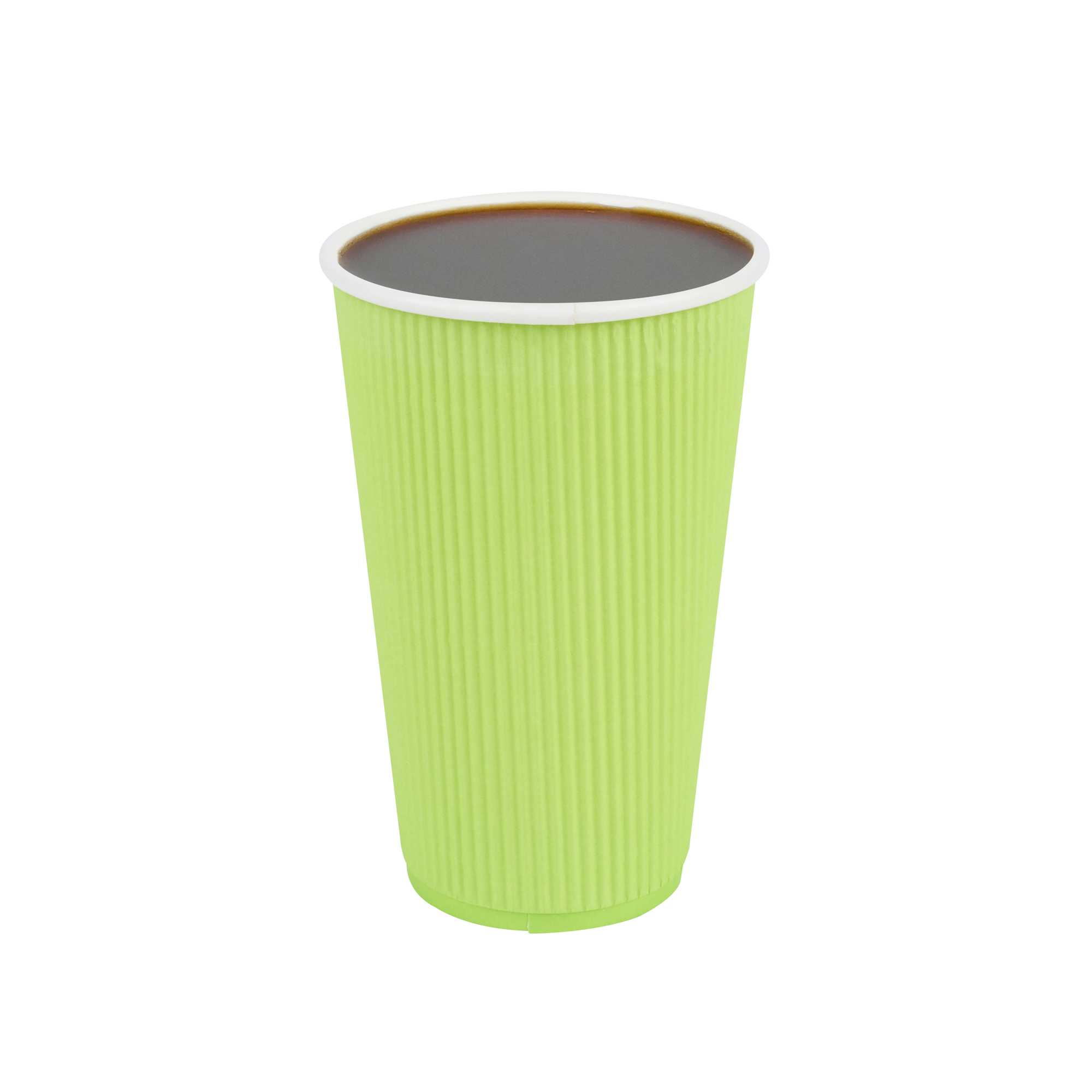 Restpresso 16 oz Eco Green Paper Coffee Cup - Ripple Wall - 3 1/2" x 3 1/2" x 5 1/2" - 500 count box