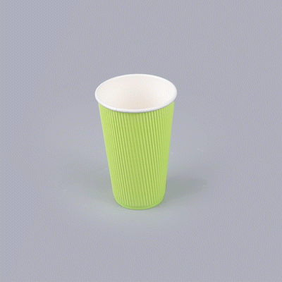 Restpresso 16 oz Eco Green Paper Coffee Cup - Ripple Wall - 3 1/2" x 3 1/2" x 5 1/2" - 25 count box