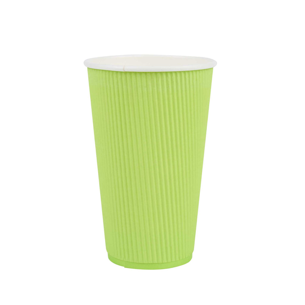 Restpresso 16 oz Eco Green Paper Coffee Cup - Ripple Wall - 3 1/2" x 3 1/2" x 5 1/2" - 25 count box