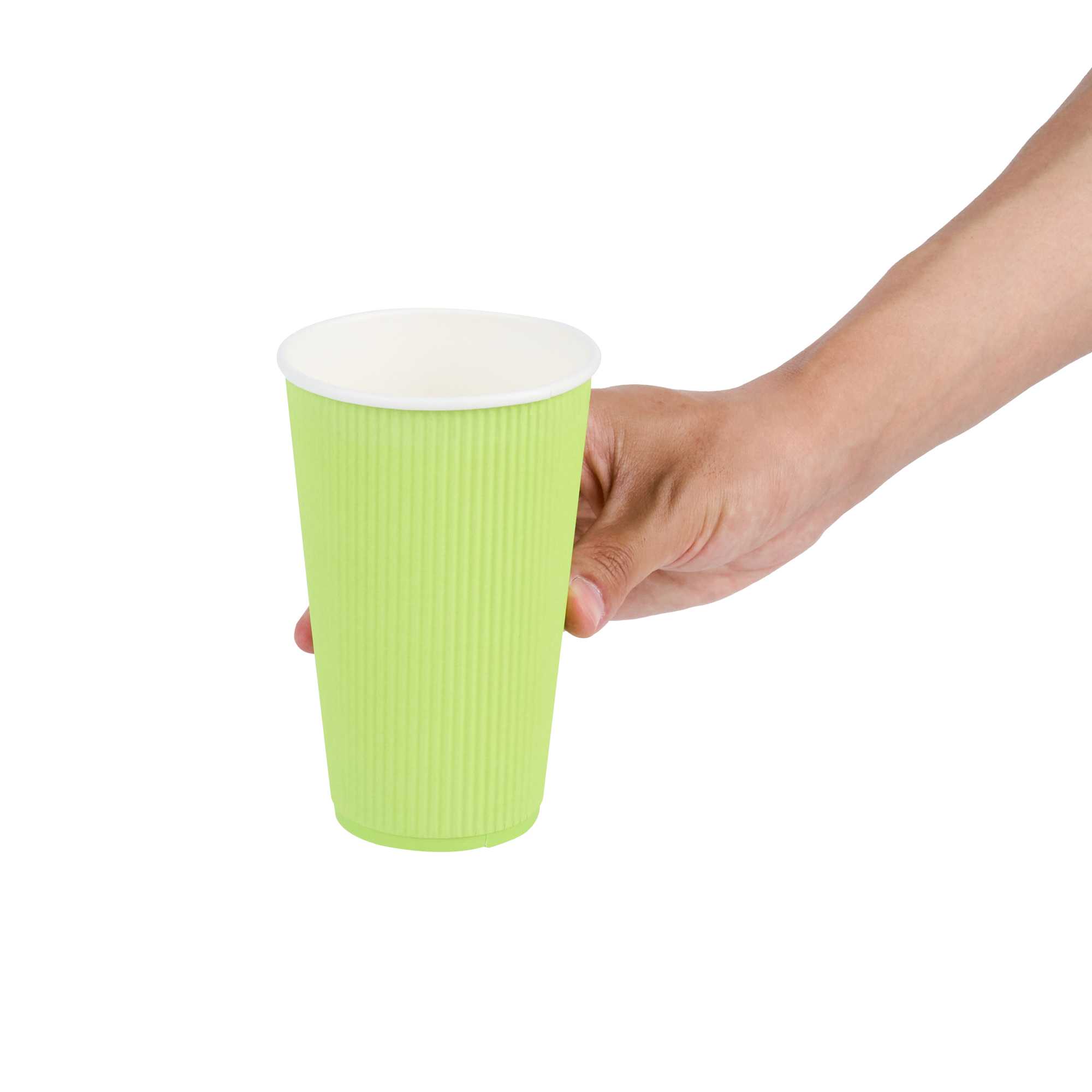 Restpresso 16 oz Eco Green Paper Coffee Cup - Ripple Wall - 3 1/2" x 3 1/2" x 5 1/2" - 500 count box