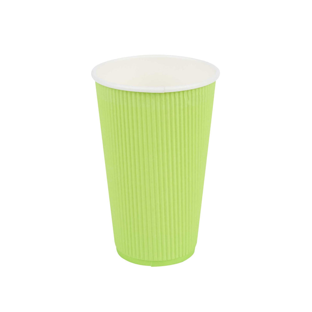 Restpresso 16 oz Eco Green Paper Coffee Cup - Ripple Wall - 3 1/2" x 3 1/2" x 5 1/2" - 500 count box