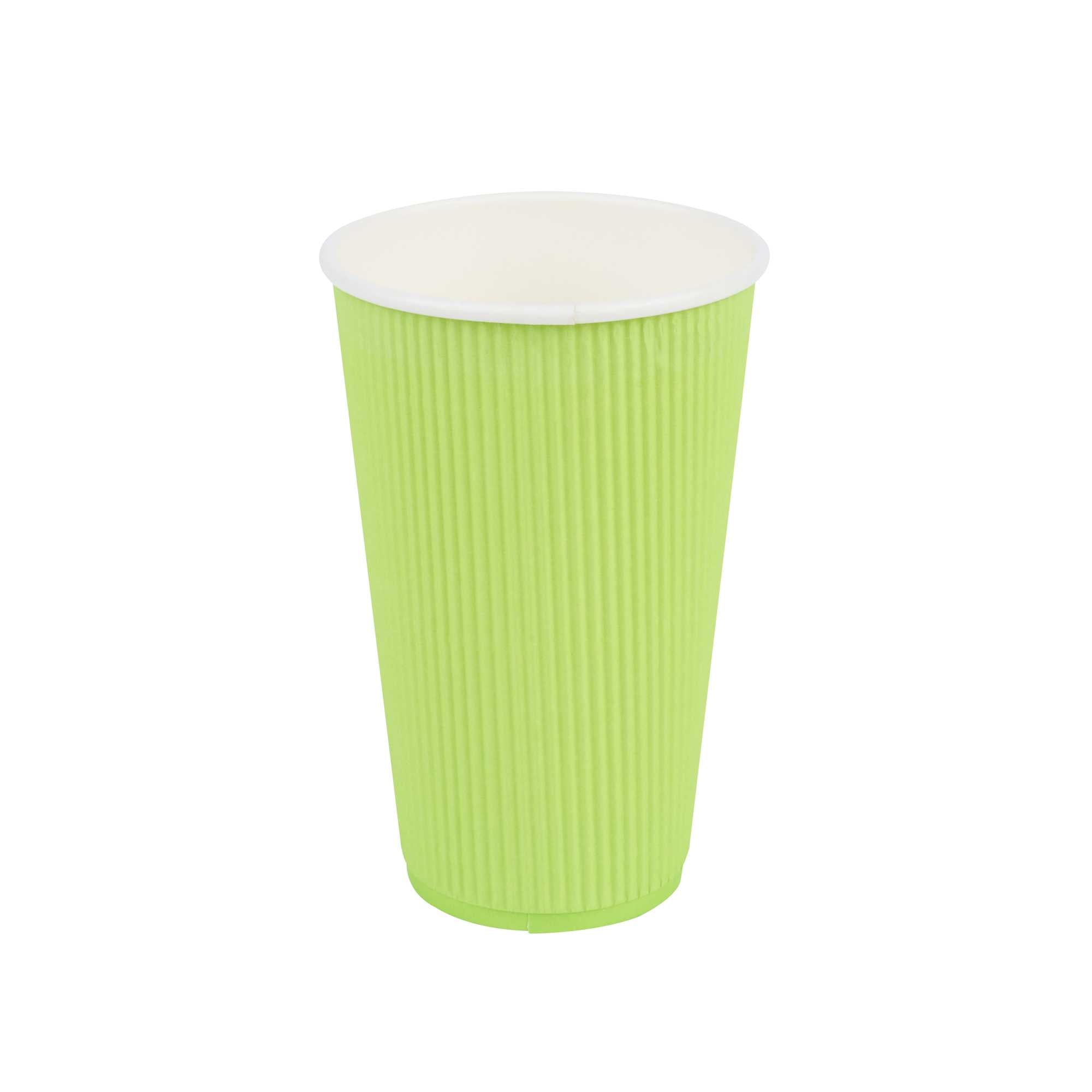 Restpresso 16 oz Eco Green Paper Coffee Cup - Ripple Wall - 3 1/2" x 3 1/2" x 5 1/2" - 500 count box