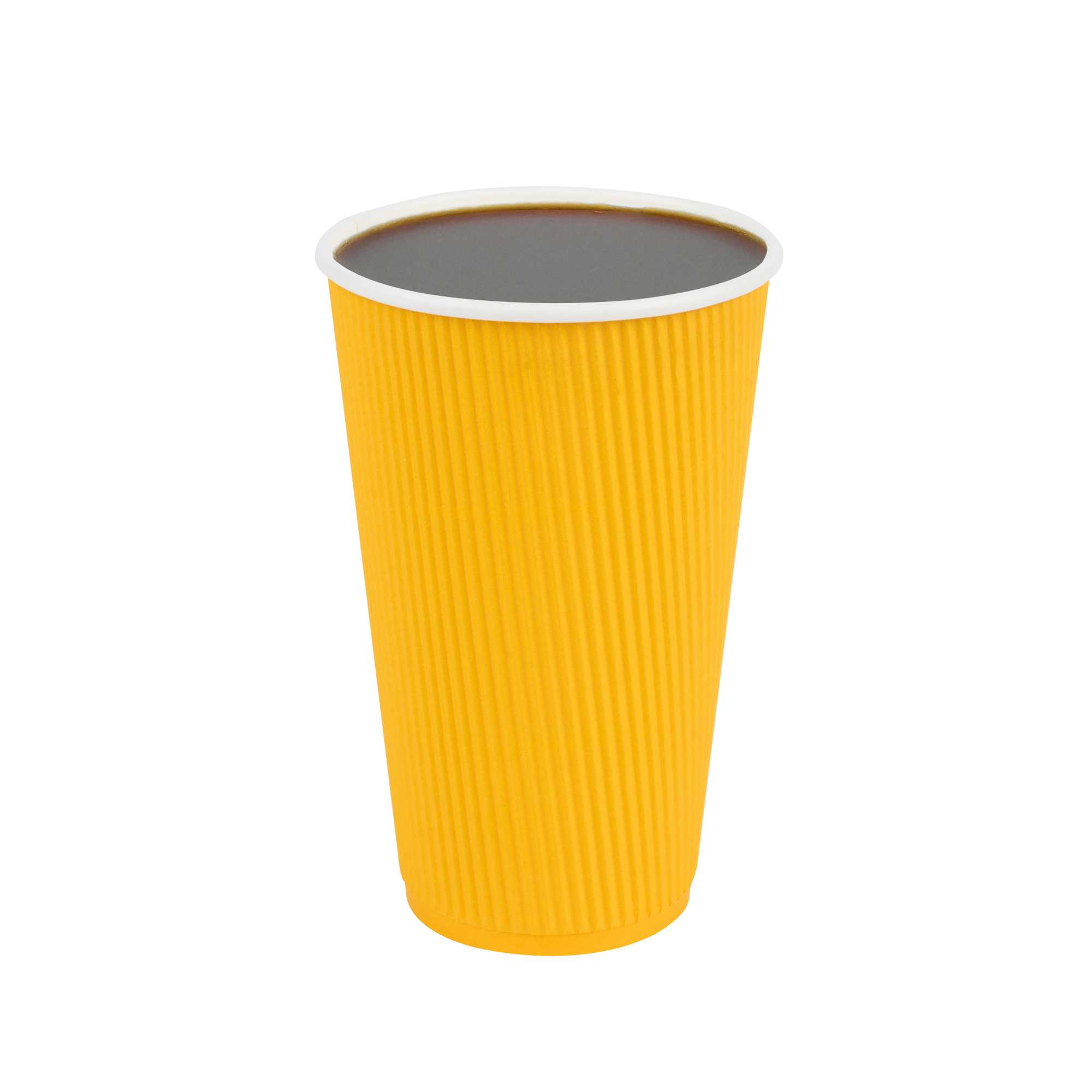 Restpresso 16 oz Yellow Paper Coffee Cup - Ripple Wall - 3 1/2" x 3 1/2" x 5 1/2" - 500 count box