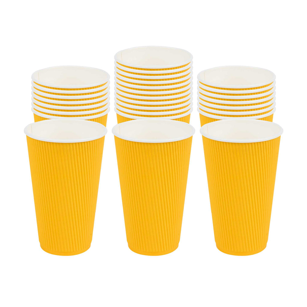 Restpresso 16 oz Yellow Paper Coffee Cup - Ripple Wall - 3 1/2" x 3 1/2" x 5 1/2" - 500 count box