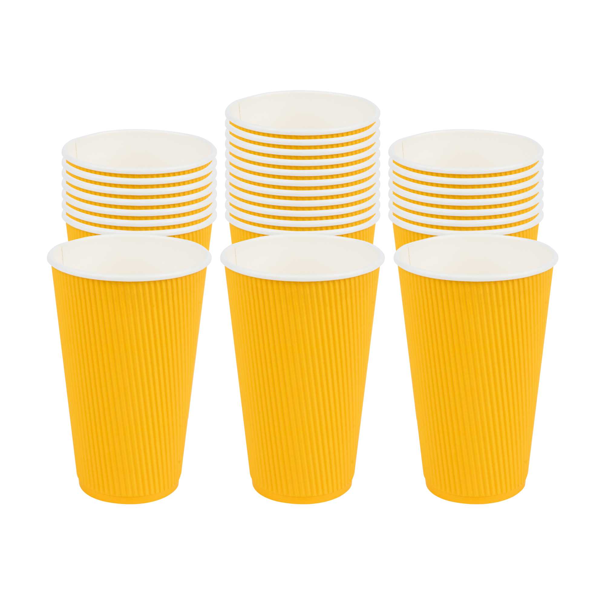 Restpresso 16 oz Yellow Paper Coffee Cup - Ripple Wall - 3 1/2" x 3 1/2" x 5 1/2" - 25 count box