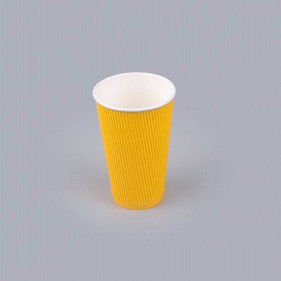 Restpresso 16 oz Yellow Paper Coffee Cup - Ripple Wall - 3 1/2" x 3 1/2" x 5 1/2" - 500 count box