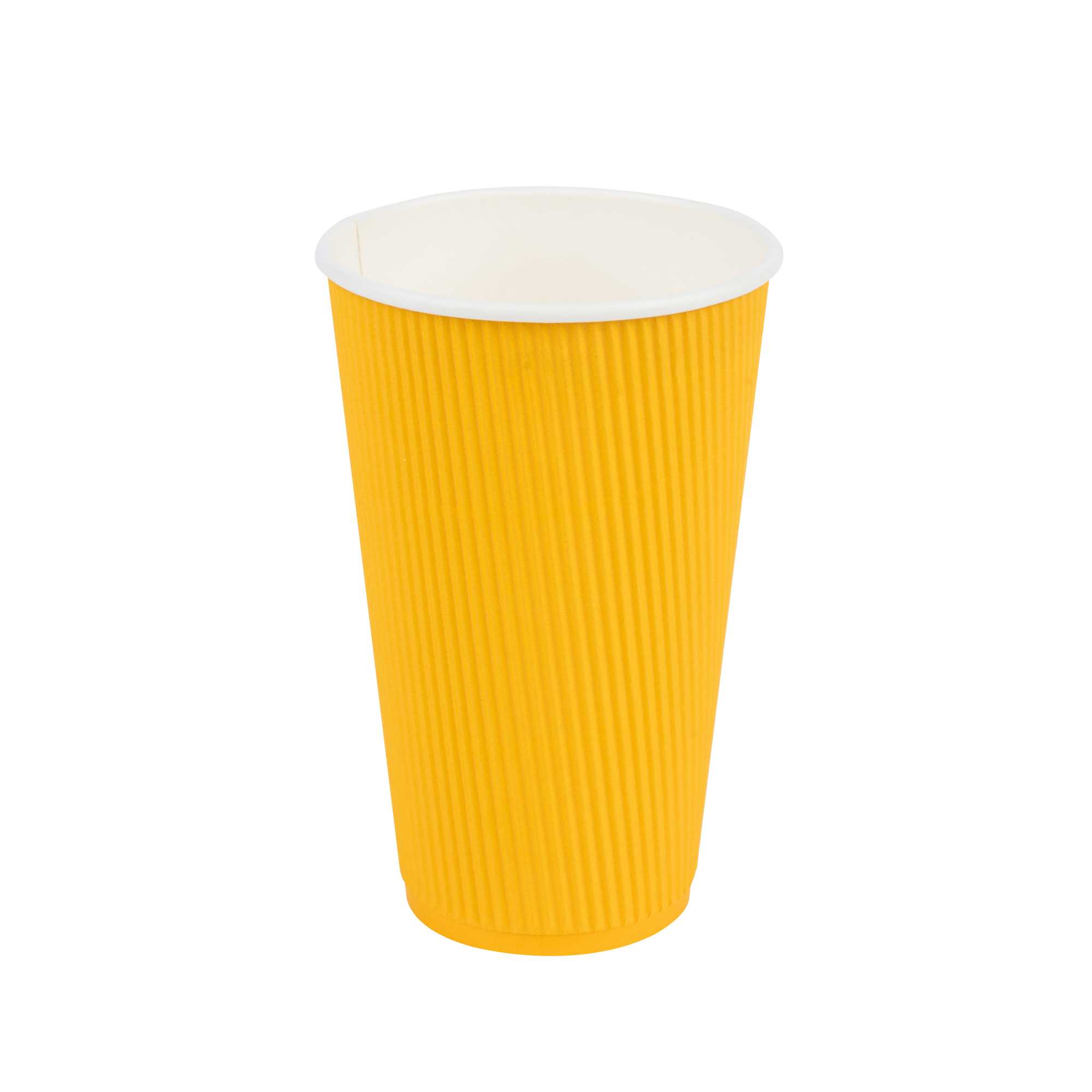 Restpresso 16 oz Yellow Paper Coffee Cup - Ripple Wall - 3 1/2" x 3 1/2" x 5 1/2" - 500 count box