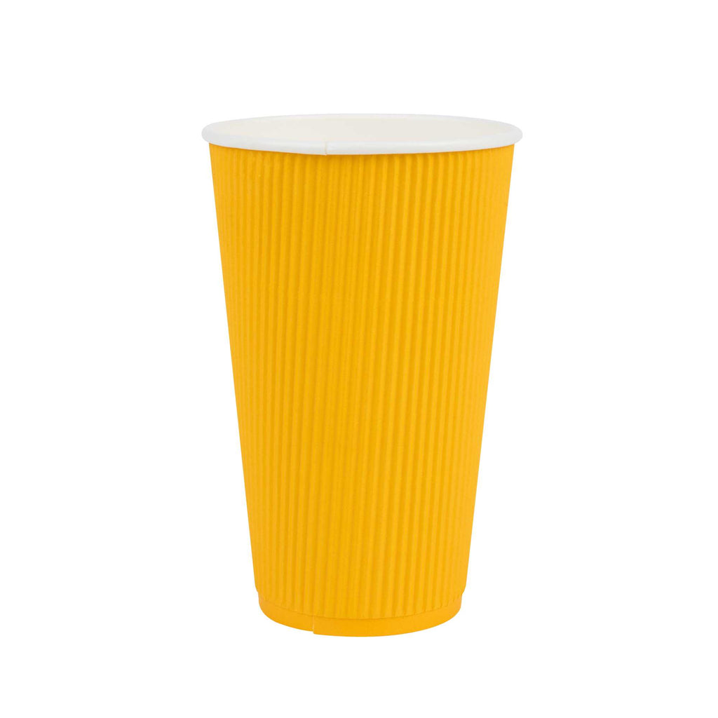 Restpresso 16 oz Yellow Paper Coffee Cup - Ripple Wall - 3 1/2" x 3 1/2" x 5 1/2" - 500 count box