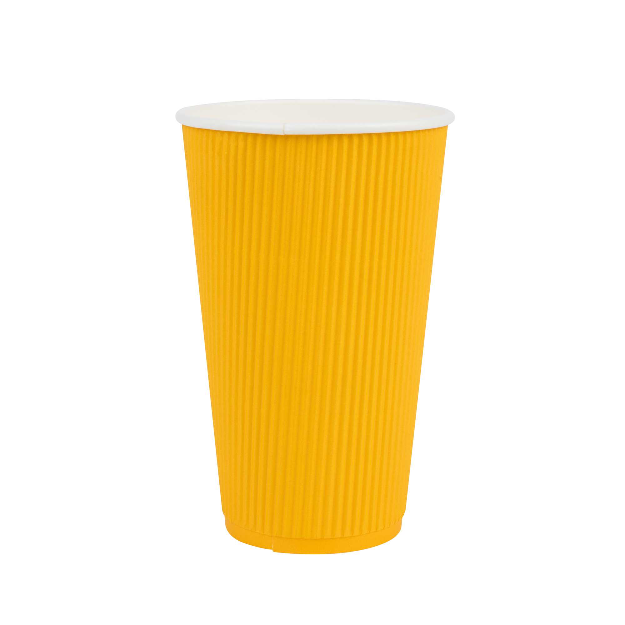 Restpresso 16 oz Yellow Paper Coffee Cup - Ripple Wall - 3 1/2" x 3 1/2" x 5 1/2" - 500 count box