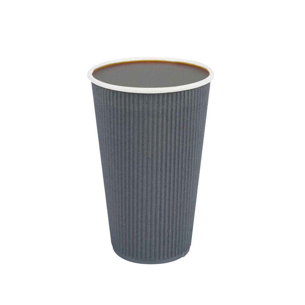 Restpresso 16 oz Gray Paper Coffee Cup - Ripple Wall - 3 1/2" x 3 1/2" x 5 1/2" - 500 count box