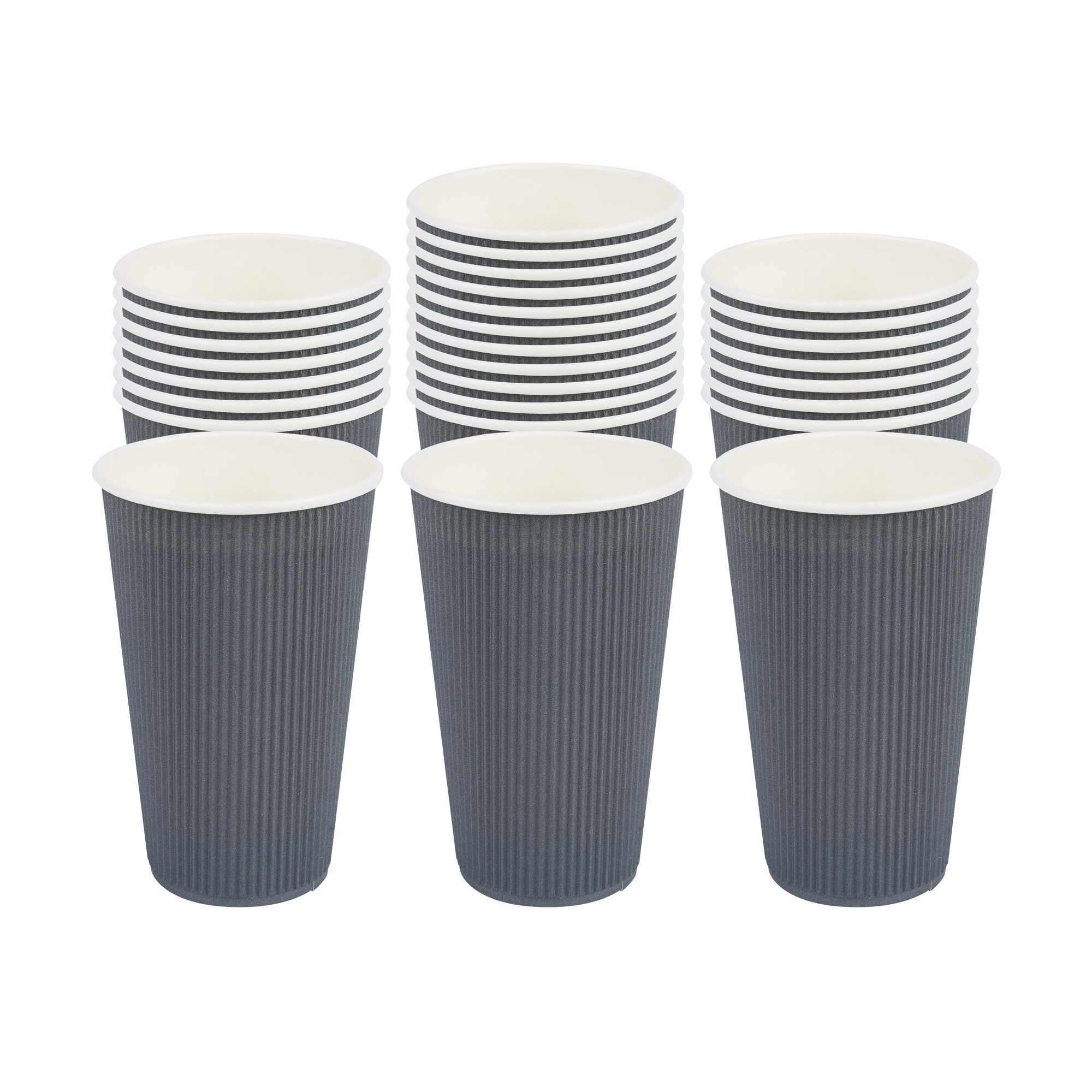 Restpresso 16 oz Gray Paper Coffee Cup - Ripple Wall - 3 1/2" x 3 1/2" x 5 1/2" - 500 count box