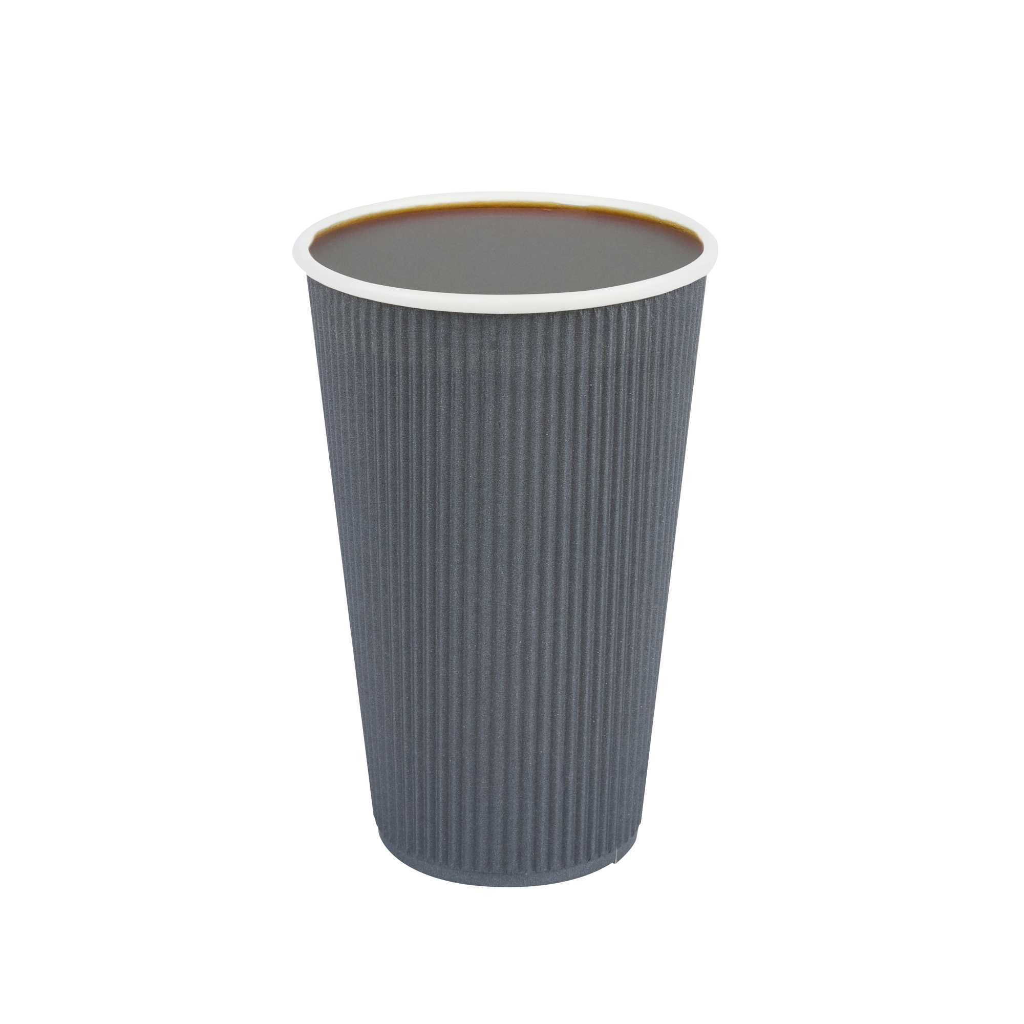 Restpresso 16 oz Gray Paper Coffee Cup - Ripple Wall - 3 1/2" x 3 1/2" x 5 1/2" - 25 count box