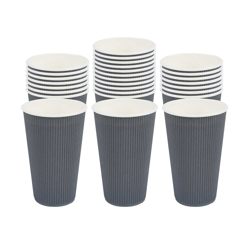 Restpresso 16 oz Gray Paper Coffee Cup - Ripple Wall - 3 1/2" x 3 1/2" x 5 1/2" - 25 count box