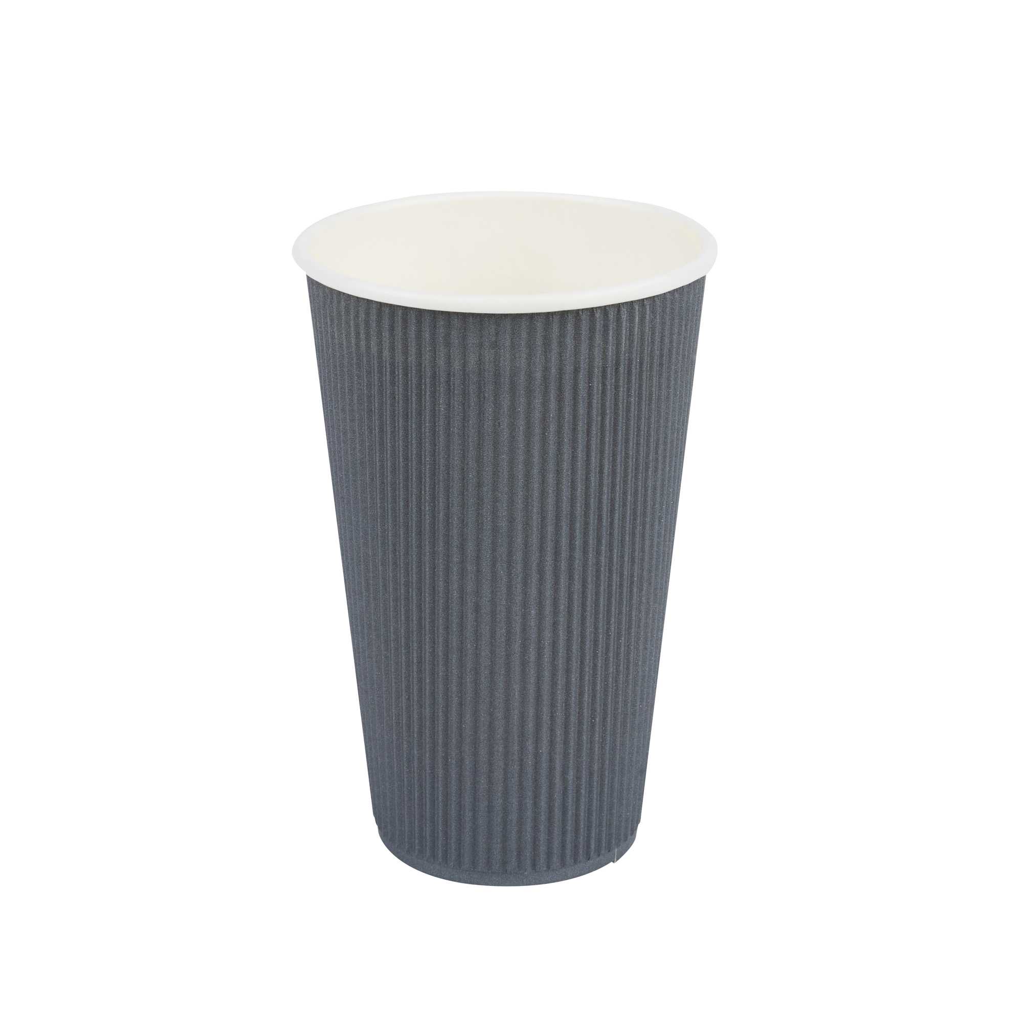 Restpresso 16 oz Gray Paper Coffee Cup - Ripple Wall - 3 1/2" x 3 1/2" x 5 1/2" - 25 count box