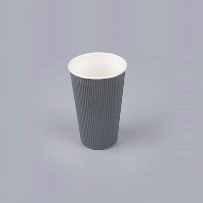 Restpresso 16 oz Gray Paper Coffee Cup - Ripple Wall - 3 1/2" x 3 1/2" x 5 1/2" - 500 count box