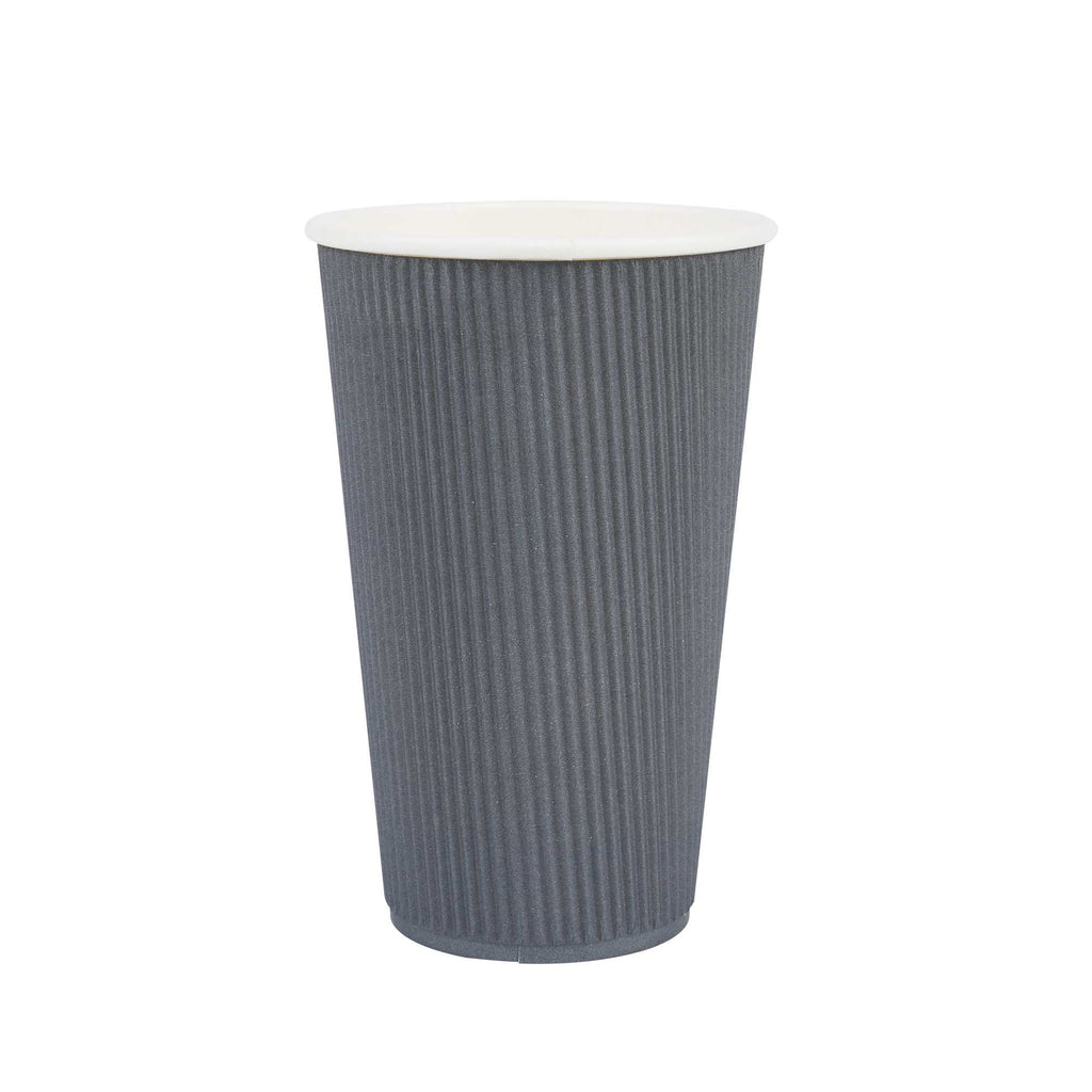 Restpresso 16 oz Gray Paper Coffee Cup - Ripple Wall - 3 1/2" x 3 1/2" x 5 1/2" - 500 count box