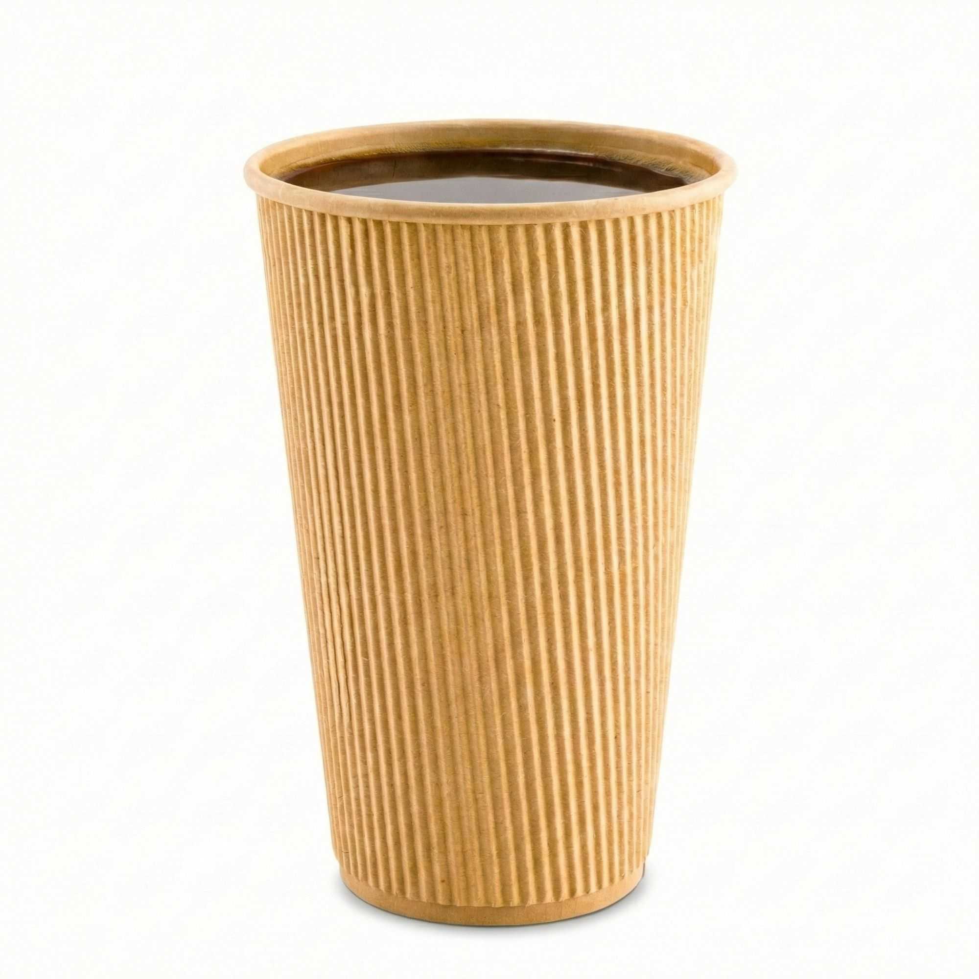 Restpresso 16 oz Kraft Paper Coffee Cup - Ripple Wall - 3 1/2" x 3 1/2" x 5 1/2" - 25 count box
