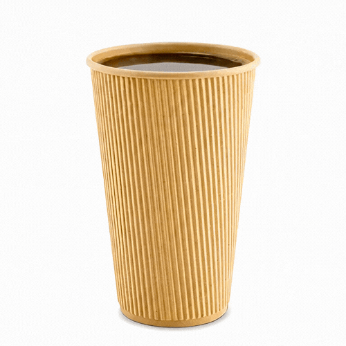 Restpresso 16 oz Kraft Paper Coffee Cup - Ripple Wall - 3 1/2" x 3 1/2" x 5 1/2" - 25 count box