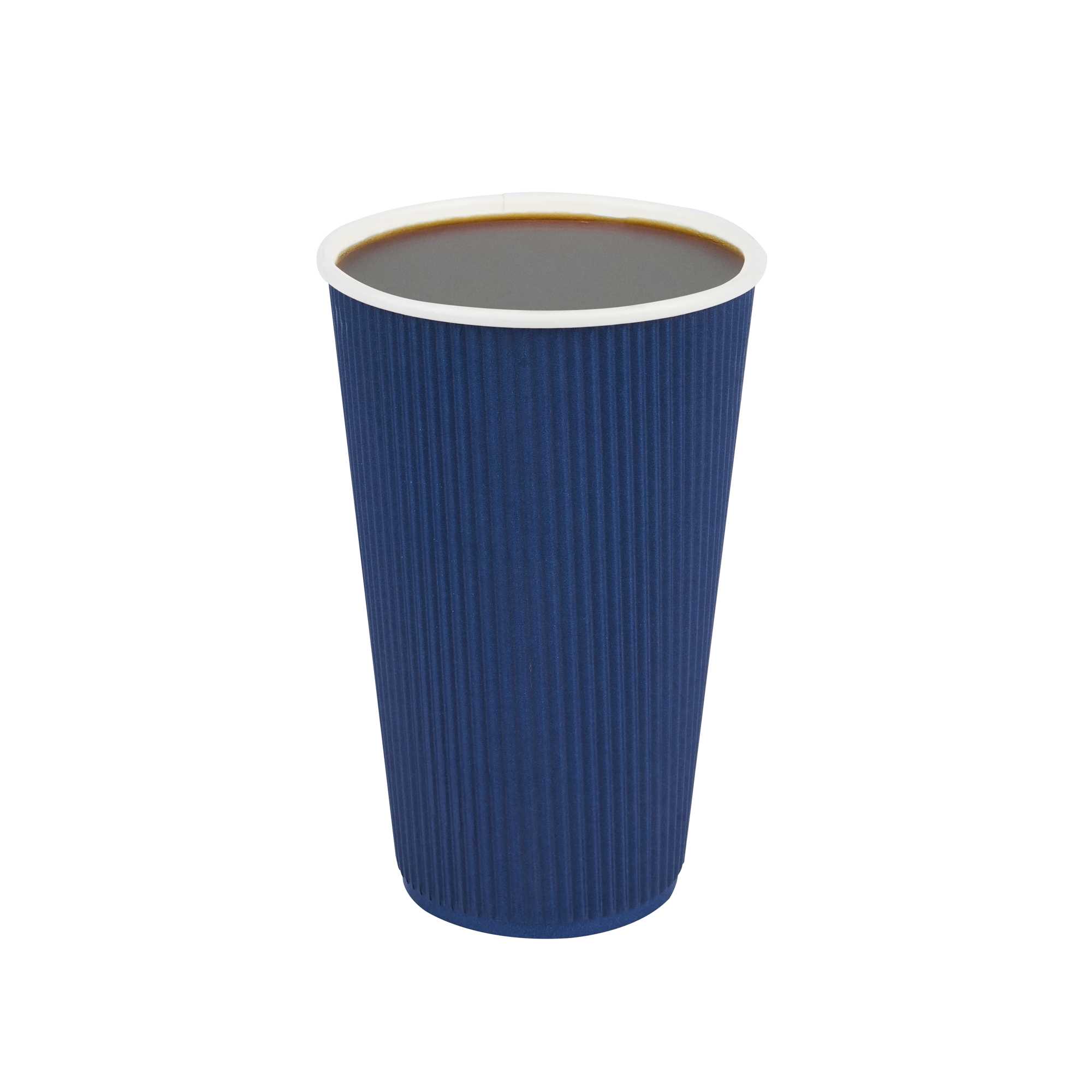 Restpresso 16 oz Midnight Blue Paper Coffee Cup - Ripple Wall - 3 1/2" x 3 1/2" x 5 1/2" - 25 count box