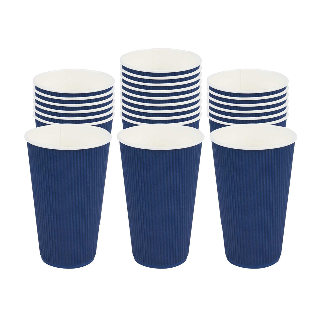 Restpresso 16 oz Midnight Blue Paper Coffee Cup - Ripple Wall - 3 1/2" x 3 1/2" x 5 1/2" - 25 count box