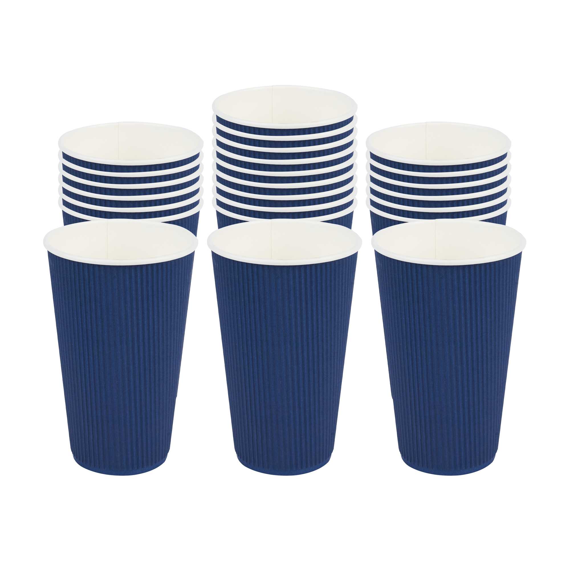 Restpresso 16 oz Midnight Blue Paper Coffee Cup - Ripple Wall - 3 1/2" x 3 1/2" x 5 1/2" - 25 count box