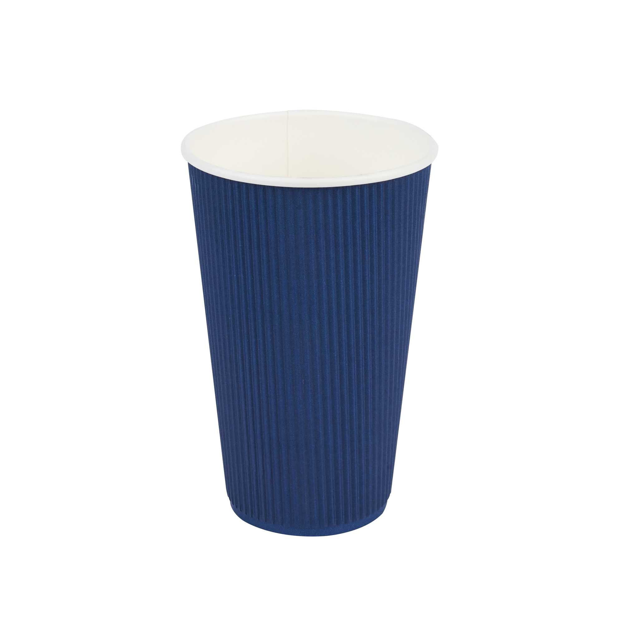 Restpresso 16 oz Midnight Blue Paper Coffee Cup - Ripple Wall - 3 1/2" x 3 1/2" x 5 1/2" - 25 count box
