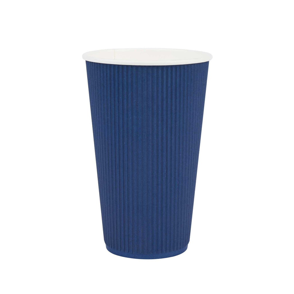Restpresso 16 oz Midnight Blue Paper Coffee Cup - Ripple Wall - 3 1/2" x 3 1/2" x 5 1/2" - 25 count box