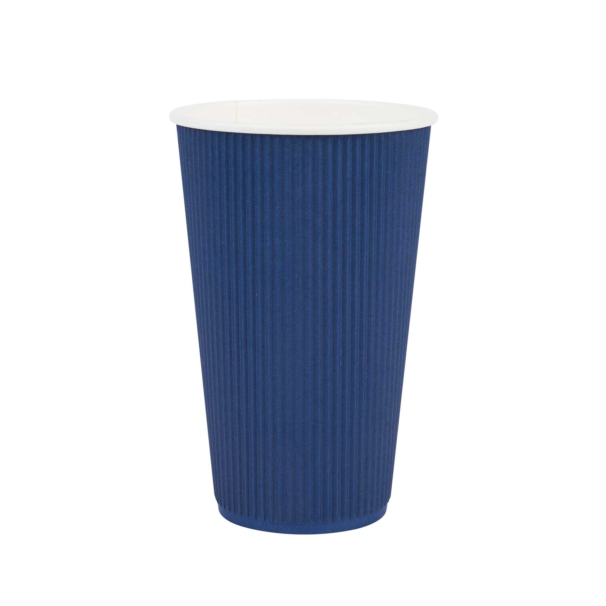 Restpresso 16 oz Midnight Blue Paper Coffee Cup - Ripple Wall - 3 1/2" x 3 1/2" x 5 1/2" - 25 count box